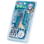 Set 2 stilouri plastic reincarcabile 14cm cu 4 rezerve albastre, scoala, scriere usoara Aihao